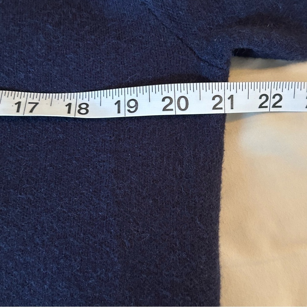 Chico’s Womens Size 1/Med Navy Blue Wool Blend Sweater Zip Foldover Neck - Picture 7 of 8